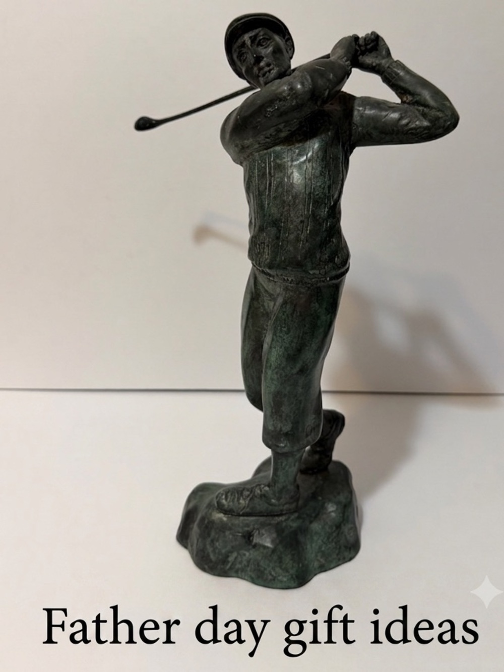 Vintage Maitland-Smith Bronze Golfer Statue Sculpture Verdigris Patina 12"